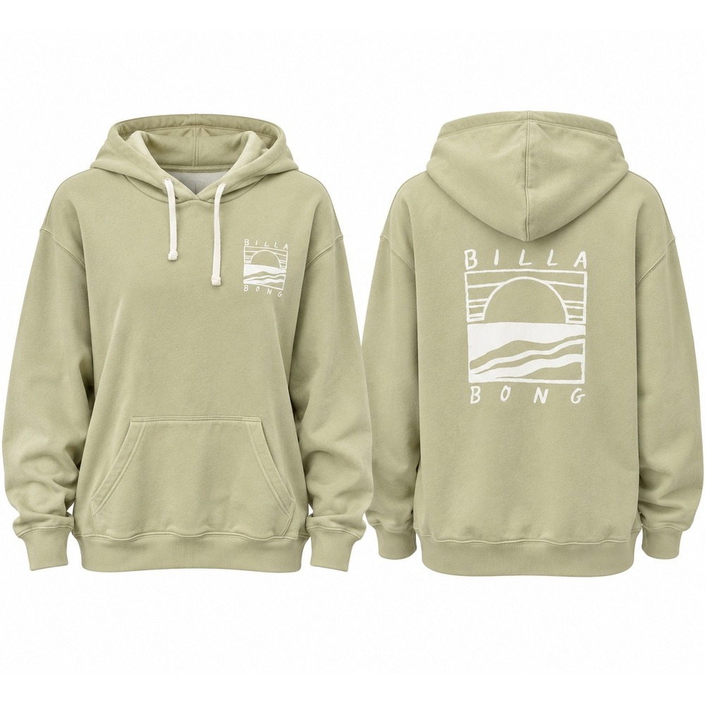 Billabong Womens Sage Green Sun Wave Graphic Pullover Hoodie Sweatshirt Large